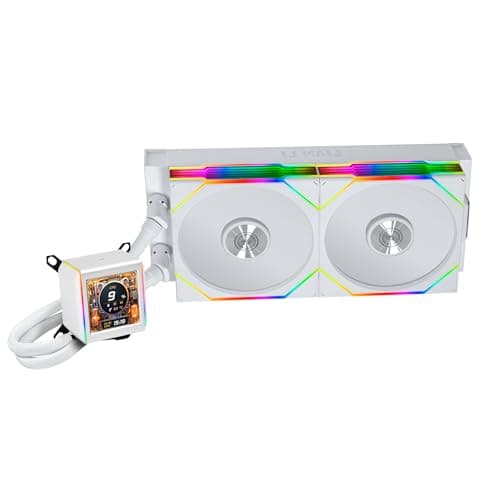 Lian Li Galahad II LCD 280 TL Wireless AiO Wasserkühlung Weiß – CPU-Kühler mit 280 mm Radiator, LCD Display und TL Wireless ARGB Lüftern Bild 2
