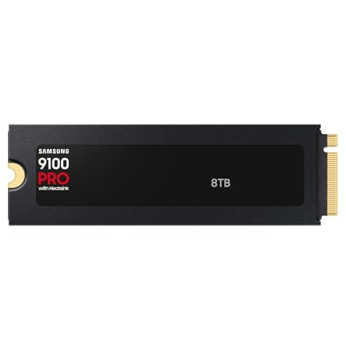 Samsung 9100 PRO Heatsink NVMe M.2 SSD, 8 TB, PCIe 5.0, 14.800 MB/s Lesen, 13.400 MB/s Schreiben, Interne SSD für PC- sowie Konsolen-Gaming und Videobearbeitung, Schwarz, MZ-VAP8T0CW