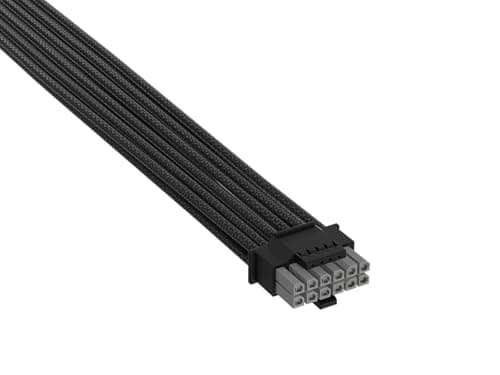 Corsair Elite Premium Einzeln Ummantelte PCIe 12V-2x6 zu PCIe 12V-2x6 600W Netzteilkabel – Dreilagiges Mesh-Paracord, Flache Kabelkämme, Kompatibel mit 12V-2x6-Netzteilen – Schwarz Bild 3