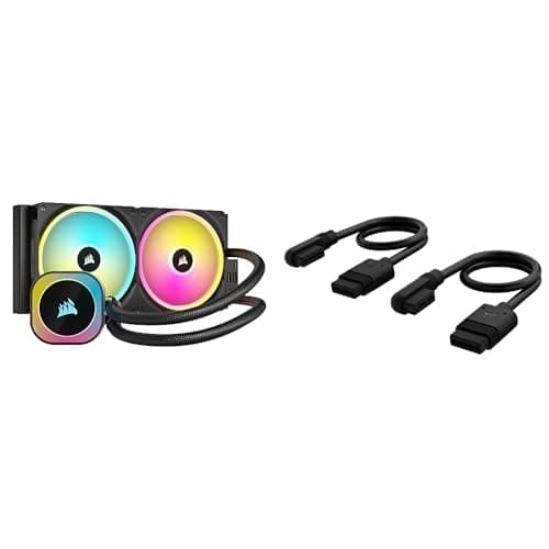 Corsair iCUE LINK H115i RGB Liquid CPU Cooler Bundle - 280mm AIO - Zwei QX140 RGB Lüfter - iCUE LINK System Hub - iCUE LINK Slim 200mm Straight/Slim 90° Kabel - Schwarz Bündel 280mm AIO Schwarz