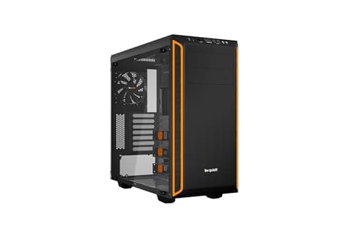 be quiet! Pure Base 600 Window Orange PC-Gehäuse, 2X Pure Wings 2 Lüfter, Radiatoren bis 360mm, 3-stufige Lüftersteuerung, Seitenfenster aus Temperglas