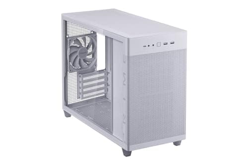 ASUS Prime AP201 Tempered Glass MicroATX Gehäuse weiß (33 Liter, unterstützt 360-mm-Kühler, Grafikkarten bis 338 mm Länge und Standard-ATX-Netzteile, USB-C Anschluss, Seitenteile aus Glas)