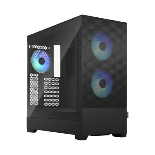 Fractal Design Pop Air RGB Black – ATX-Mid-Tower-PC-Gehäuse, Frontblende aus Waben-Mesh, gehärtetes Glas, 3 × 120-mm-RGB-Lüfter, hoher Luftdurchsatz, mATX/Mini-ITX