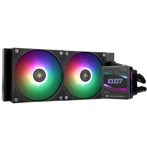 TR Grand Vision 240 ARGB Black AIO CPU Liquid Cooler, IPS LCD Screen mit 480 x 480 Auflösung, für AM5/LGA1851/1700, 3,4 Zoll (8,9 cm), magnetisch-absorbierender LCD-Bildschirm für Bilder – lackiert