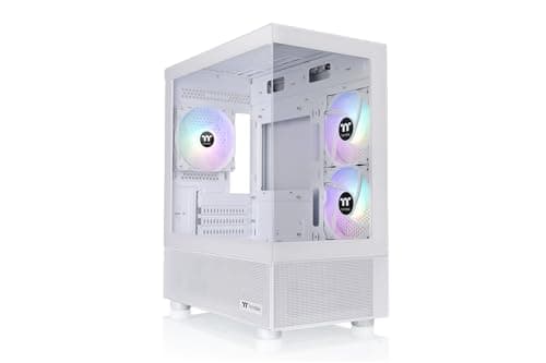 Thermaltake View 170 TG ARGB Snow | Micro ATX PC-Gehäuse | Tempered Glass Panorama | Mini ITX und Micro ATX Support | 2X 120 mm Lüfter | Radiator bis 280 mm | GPU bis 340 mm | USB 3.0 und HD Audio View 170 Snow Bild 2