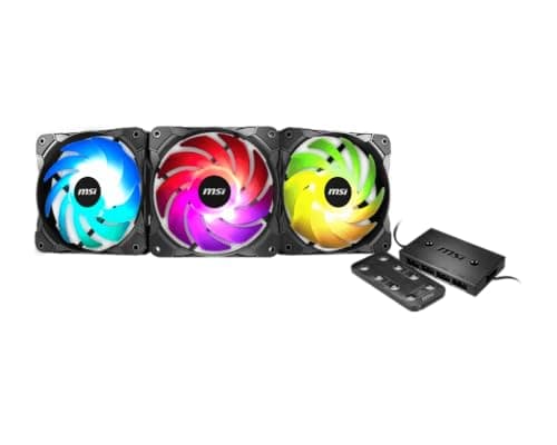 MSI MAX F12A-3H 120 mm Gehäuse Lüfter (3 x 120 mm Lüfter, LED-Steuerung, Fernbedienung, 3er Pack, schwarz, ARGB) A-RGB