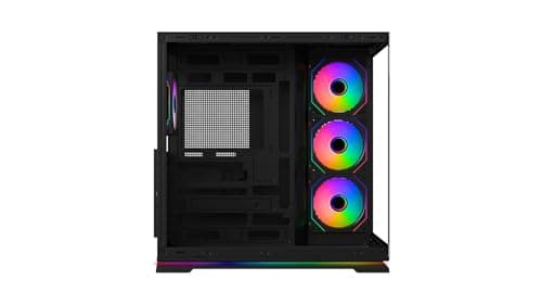 KRUX Atron PC Gehäuse ATX Gaming – Panoramisches gehärtetes Glas, 4X 120 mm ARGB PWM Lüfter, LED ARGB Streifen, USB-C, Airflow, GPU bis 420 mm, Computer Gehäuse Schwarz, Gaming Case Tower Bild 8