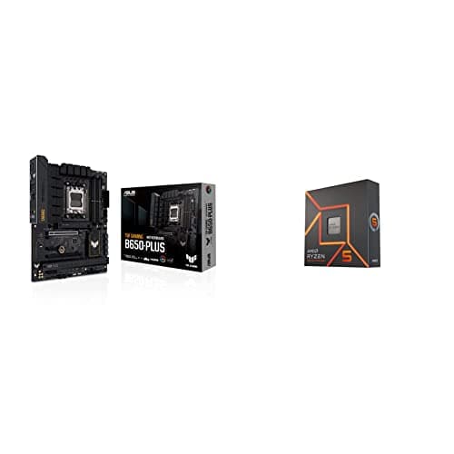 ASUS TUF GAMING B650-PLUS Mainboard Sockel AMD AM5 (Ryzen 7000, ATX, PCIe 5.0, DDR5-Speicher, 14 Power Stages, USB 3.2 Gen 2x2 Typ-C, 2.5G Ethernet, Aura Sync) + 5 7600X Processor 4.7 GHz 32 MB L3 Box Bild 2