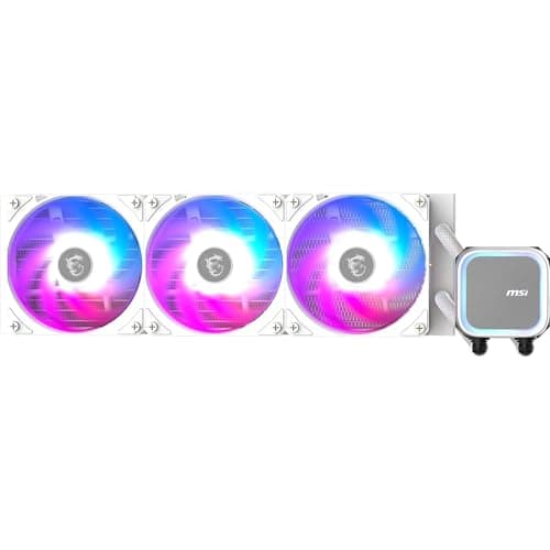 MSI MAG CORELIQUID A13 360 WHITE AIO CPU-Wasserskühler - Volle CPU-Abdeckung, verbessertes Wasserkanal-Design, CycloBlade 7, Split-Flow Radiator, Rifle-Lager
