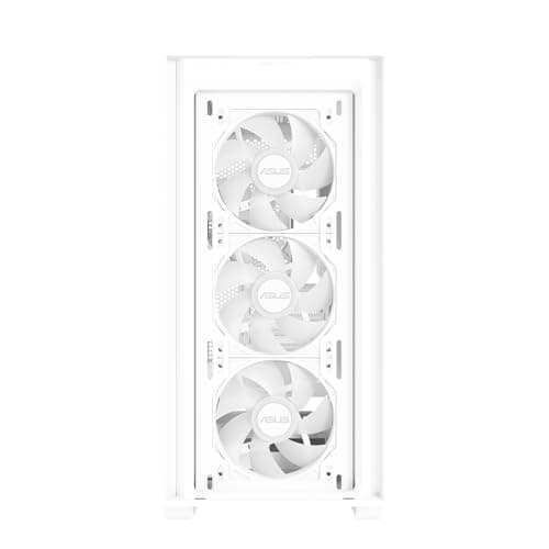 ASUS A21 Plus TG ARGB White microATX PC Gehäuse (vorinstallierte ARGB-Lüfter, Mesh Frontpanel, kompatibel mit Mainboards mit versteckten Anschlüssen, 360-mm-Radiatoren, 380-mm-Grafikkarten, weiß) Bild 4