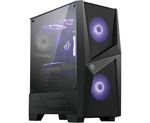 MSI MAG Series Mid-Tower Gaming-PC-Gehäuse: gehärtetes Glas, Seitenwand, RGB 120 mm Lüfter, Flüssigkeitskühlung unterstützt bis zu 240 Kühler, Forge 100 m, Schwarz, MAGFORGE100M Bild 3