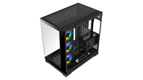 KRUX Atron PC Gehäuse ATX Gaming – Panoramisches gehärtetes Glas, 4X 120 mm ARGB PWM Lüfter, LED ARGB Streifen, USB-C, Airflow, GPU bis 420 mm, Computer Gehäuse Schwarz, Gaming Case Tower Bild 6