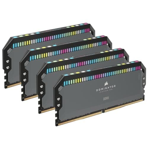 CORSAIR DOMINATOR PLATINUM RGB DDR5 RAM 64GB (4x16GB) Bis zu 5600MHz CL36-36-36-76 1.25V AMD EXPO Intel XMP 3.0 Desktop-Arbeitsspeicher – Grau (CMT64GX5M4B5600Z36)
