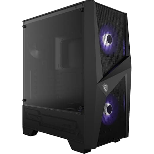 MSI MAG Forge 100M Mid-Tower ATX Gehäuse (2X USB 3.1 Anschluss, 2X 120mm A-RGB Fan und 1x 120mm Fan im Lieferumfang, schwarz, RGB)