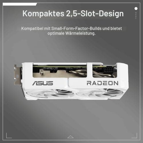 ASUS Dual Radeon RX 9060 XT 16GB GDDR6 White Edition (PCIe 5.0, 16GB GDDR6, HDMI 2.1b, DisplayPort 2.1a, 2.5-Slot Design, Axial-tech Lüfterdesign, 0dB Technologie und mehr) Bild 4