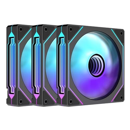 TZMRIT Prism 4 Pro RGB Lüfter 120mm Schwarz,5V 3PIN Motherboard Synchronisierbarer 4PIN Spiegel PWM ARGB PC Gehäuse Lüfter (Black1-X3) Black Forward-3PCS Bild 2