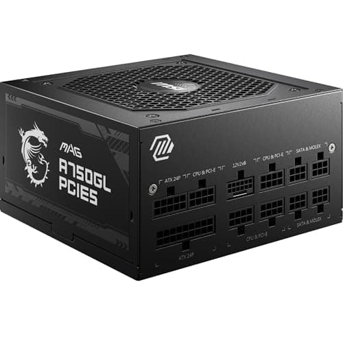 MSI MAG A750GL PCIE5 Netzteil, 750W, 80 Plus Gold vollmodular, ATX 3.0, unterstützt PCIe 5.0 GPU, 120mm FDB Lüfter mit dynamischen Kugellager, Full-Bridge LLC, Schwarze Flachkabel - 7 Jahre Garantie 750W PCIE5 Bild 2