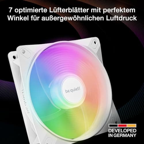 be quiet! Light Wings LX 120mm PWM Reverse White Lüfter, 7 optimierte und invertierte Lüfterblätter, außergewöhnlicher Luftdruck, ideal in der Seite oder am Boden des Gehäuses, beleuchteter Hub Bild 4