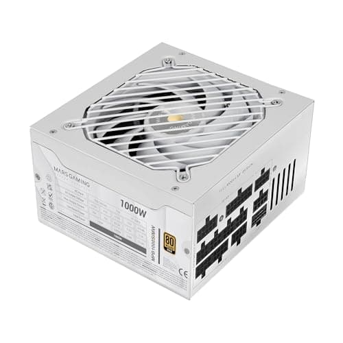 Mars Gaming MPB1000SIM, Vollmodulares ATX 1000W-Netzteil, 7 Jahre Garantie, 80Plus Gold 90%, SI Extreme Silence 140mm-Lüfter, AI2-RPM-Technologien, Japanische Kondensatoren, Weiß MPB1000SIMW Bild 2