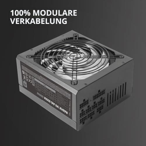 Tacens Radix VII AG 800, Vollmodulares 800W ATX-Netzteil, 10 Jahre Garantie, 80Plus Silver, +87% Wirkungsgrad, 140mm FDB-Lüfter mit AI-RPM Technologie, Japanische-Kondensatoren 105º, Schwarz Bild 6