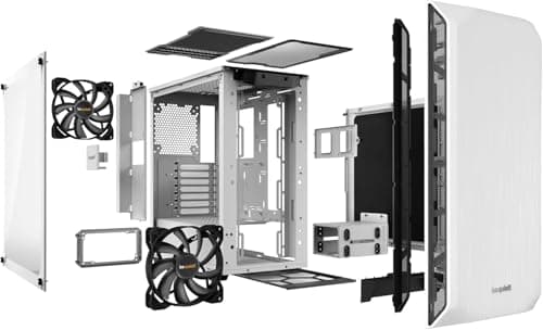 be quiet! Pure Base 500 Window White PC-Gehäuse, 2X Pure Wings 2 140mm Lüfter, Airflow und Silence optimierte Topcover, Radiatoren bis 360mm, Templerglas Bild 8