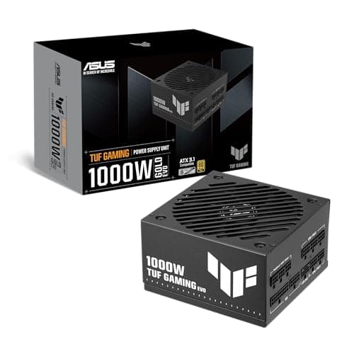 ASUS TUF Gaming 1000W Gold EVO Gaming Netzteil (1000 Watt, Lüfter mit Doppelkugellager, ATX 3.1 & PCIe 5.1 kompatibel, 80 Plus Gold Zertifizierung, geätzte Kabel, Schwarz)