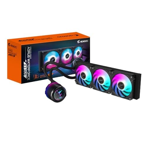 GIGABYTE AORUS WATERFORCE X II 360 AIO Flüssigkeits-CPU-Kühler - 3x120mm ARGB-Lüfter, Vollfarb-LCD, Daisy-Chain, kompatibel mit Intel LGA 1851 und AMD AM5