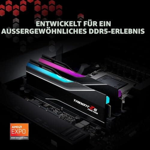 G.Skill Trident Z5 NEO RGB Series(AMD Expo) 32GB(2x16GB) 288pin SDRAM DDR5 5600 CL28-34-34-89 1,35V Dual Channel Memory F5-5600J2834F16GX2-TZ5N R(Matt B) Mangel,F5-5600J2834F16GX2-TZ5NR,Matte Black Bild 4