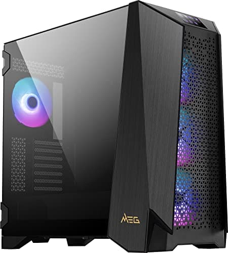 MSI Meg Prospect 700R PC-Gehäuse, Mid-Tower, E-ATX-Kapazität, IPS-Touchscreen, modulares Seitenpanel, 4 x 140 mm ARGB-Lüfter, USB 3.2 Gen, 2 x 2 Typ-C