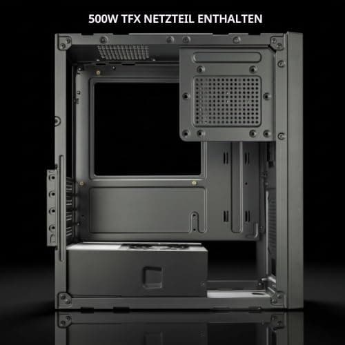 Tacens Anima ACSLIM500, MicroATX PC-Gehäuse, Slim Dual Horizontal oder Vertikal Design, TFX 500W Netzteil, Front mit Airflow-Gitter, Ultrakompakter Mini-Tower mit USB-C und USB 3.0, Schwarz Bild 6