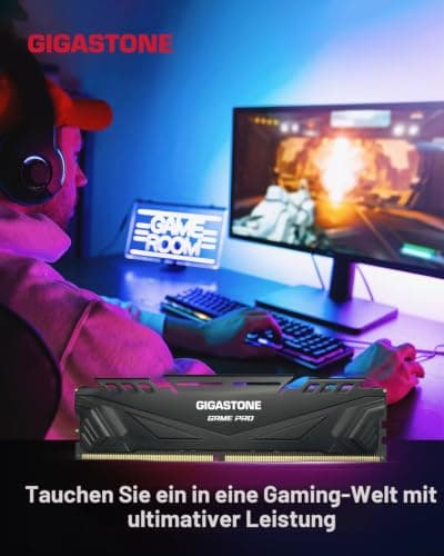 【DDR4 RAM】 GIGASTONE Game PRO 32GB Kit(2x16GB) DDR4 3200MHz PC4-25600 CL16-18-18-40 Intel XMP 2.0 AMD Ryzen 1.35V UDIMM 288Pin Nicht-ECC ungepuffert Desktop Hochleistung Arbeitsspeicher-Schwarz 2x16GB Black DDR4 3200 MHz für Desktop (HS) Bild 8