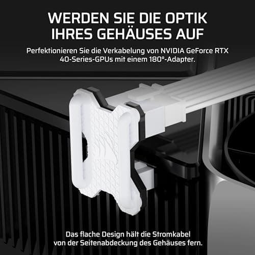 Corsair PCIe 5.x 180° 12V-2x6 GPU Power Bridge - Für NVIDIA® GeForce RTX™ 40 und 50 Series Grafikkarten - Optimiertes Kabelmanagement - Stil A - Weiß Stil A Weiß Bild 6