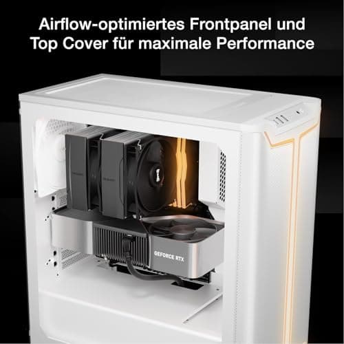be quiet! Pure Base 501 DX White PC-Gehäuse, 3 vorinstallierte Pure Wings 3 140mm PWM-Lüfter, hoher statischer Druck, dynamisches Front-Design mit eleganter ARGB-Beleuchtung innen und außen Bild 4