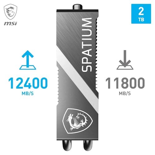 MSI SPATIUM M570 PRO FROZR SSD 2TB mit Kühlkörper - PCIe 5.0 NVMe M.2, 12.400MB/s Lesen & 11.800MB/s Schreiben, 3D NAND, integrierte Datensicherheit - 1400 TBW Bild 4