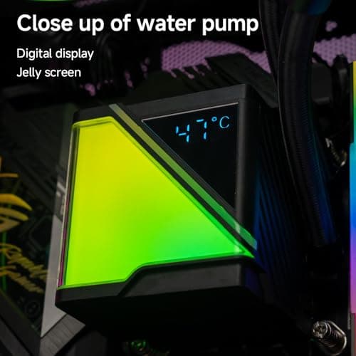 TZMRIT SR360-RS CPU Aio Wasserkühlung 360mm mit Temperatur display,80 * 80MM Jelly Design großer kalter Kopf,für LGA115X/1200/1700/1366/2011/2066,für AM3/AM3+/AM4/AM5 (BK) Black Bild 6