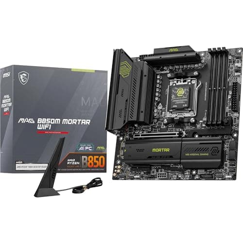 MSI MAG B850M Mortar WiFi Mainboard, mATX - Unterstützt AMD Ryzen 9000/8000 / 7000 Prozessoren, AM5-60A SPS VRM, DDR5 Memory Boost 8200+ MT/s (OC), PCIe 5.0 x16, M.2 Gen5, Wi-Fi 7, 5G LAN Bild 3