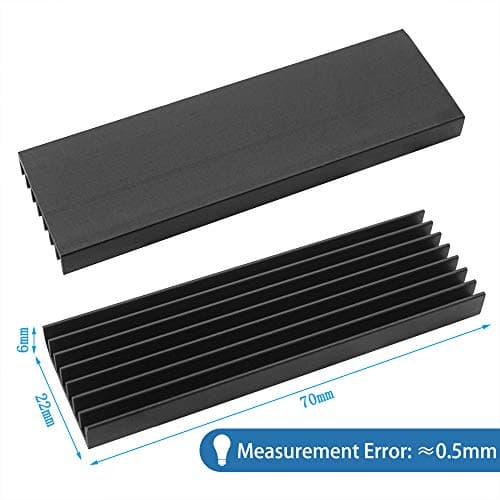 Akuoly 4 Stück Aluminium Kühlkörper PC Kühlrippen Kühler-Set Heatsink mit Thermoklebeband 70mmx22mmx6mm,Schwarz Bild 6
