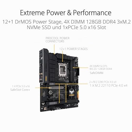 ASUS TUF Gaming B760-PLUS WiFi D4 Mainboard Sockel Intel LGA 1700 (Intel B760, ATX, DDR4 Speicher, PCIe 5.0, 2X M.2, WiFi6, Thunderbolt 4, Aura Sync) Bild 4