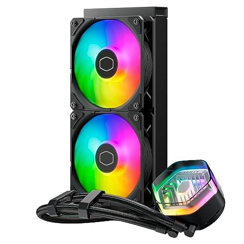 Cooler Master MasterLiquid Atmos 240 Black CPU-Wasserkühler – AIO-Wasserkühlung, Doppelkammerpumpe, vorinstallierte Sickleflow 120 Edge-Lüfter, adressierbares Gen 2 RGB, LGA1700- & AM5 – Schwarz Bild 4