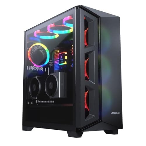 Cougar DarkBlader X5 RGB Distinctive RGB Mid-Tower Gehäuse mit überlegenem Luftstrom, 3 x ARGB VK120 Lüfter und einem kristallklaren gehärteten Glas Links Panel CGR-5UM3TB-X5-RGB