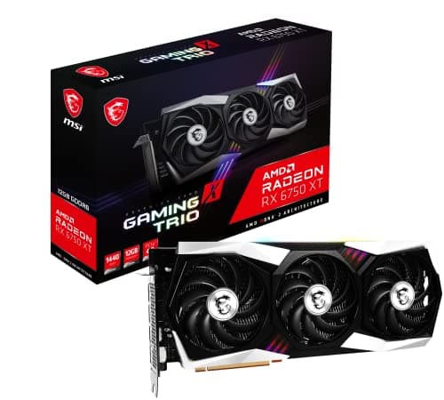 MSI Radeon RX 6750 XT Gaming X Trio 12G Gaming Grafikkarte - AMD RX 6750 XT, 12GB GDDR6 Speicher,192-bit, 18 Gbps