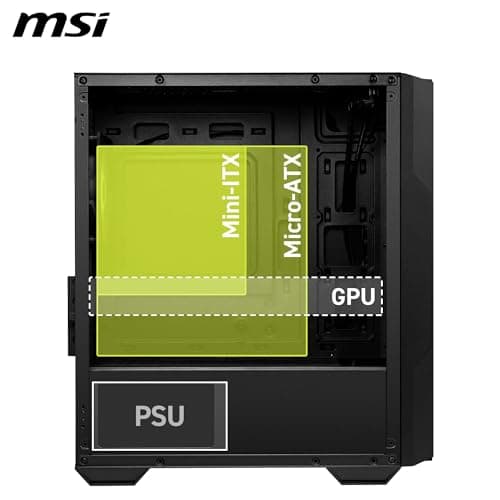 MAG Forge M110R Airflow - Mini-Tower PC-Gehäuse - Hoher Luftstrom, Micro-ATX-Kapazität, 240 mm Radiator-Unterstützung, Vier vorinstallierte ARGB-Lüfter, gehärtetes Glas-Seitenteil - Schwarz Bild 8