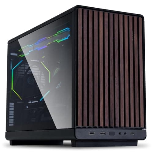 Lian Li DAN Cases A3-mATX Wood Edition PC-Gehäuse, Micro-ATX, Tempered Glass, Walnuss-Holz, schwarz Walnuss Schwarz Hartglas Bild 2