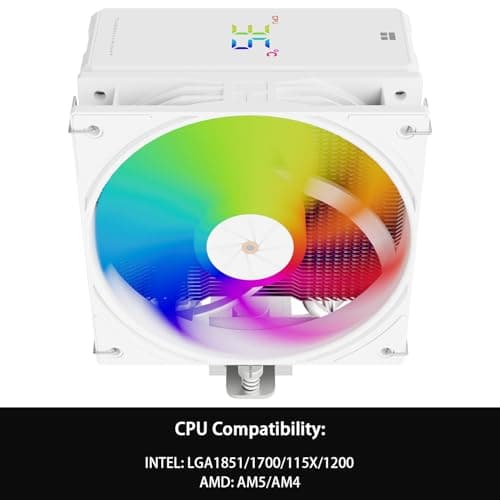 TR Assassin X 120R Digital ARGB Kühler für obere Abdeckung des digitalen Displays, TL-P12-S PWM Luftkühler, leise, unterstützt AM4/AM5, Intel LGA1851/1700/115X/1200 AX120R D ARGB WHITE Bild 6