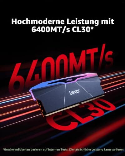 Lexar RGB DDR5 RAM 32GB Kit (2x16GB) 6400MHz CL30, 288pin UDIMM PC Speicher, Gaming Computer Speicher, Desktop DRAM für Intel XMP 3.0, AMD EXPO, CL30-38-38-76/1.4V Bild 4