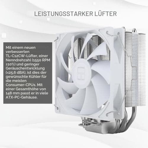 Thermalright Assassin X 120 SE Weiß CPU Luftkühler, 4 Heat Pipes, TL-C12CW PWM Leise Fan CPU Kühler mit S-FDB Lager, Für AMD AM4 AM5/Intel LGA1700/1150/1151/1155/1156/1200 Bild 4