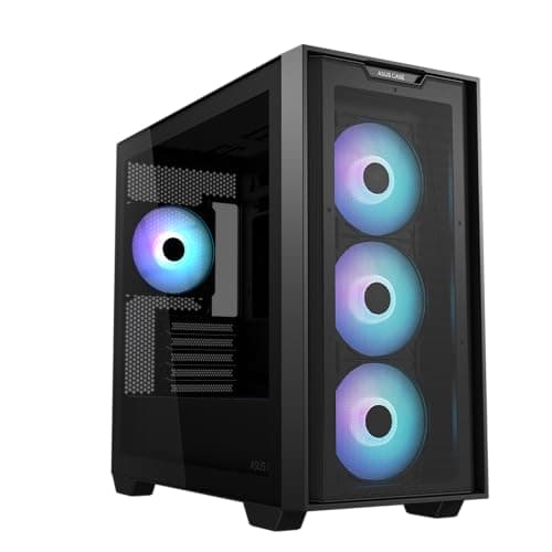 ASUS A21 Plus TG ARGB Black microATX PC Gehäuse (vorinstallierte ARGB-Lüfter, Mesh Frontpanel, kompatibel mit Mainboards mit versteckten Anschlüssen, 360-mm-Radiatoren, 380-mm-Grafikkarten, schwarz) Schwarz A21 Plus TG Bild 5