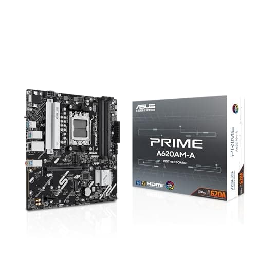 ASUS Prime A620AM-A-CSM Business Mainboard AMD A620 (DDR5, PCIe 4.0 & 4.0 M.2-Unterstützung, Realtek 1-Gb-Ethernet, DisplayPort, HDMI, USB 5 Gbit/s Typ A hinten & vorne, SATA 6 Gbit/s, Aura Sync)