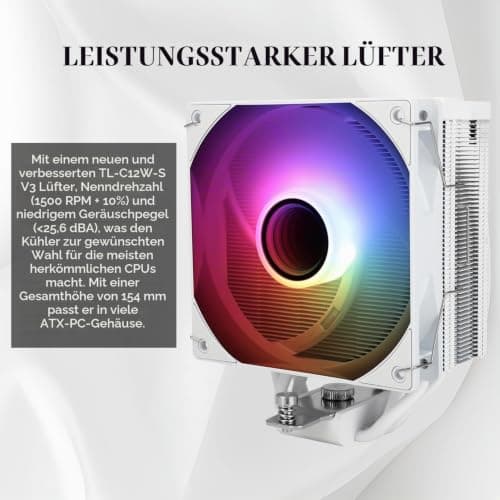 Thermalright Assassin Spirit 120 Vision ARGB White CPU-Kühler,Computer-Kühlkörperkühler 4 Heatpipes,PC-Bildschirm CPU-Kühlung mit 1,54 Zoll,240x240 Auflösungsvermögen, für AM4/AM5 und LGA1700/1851 Bild 8