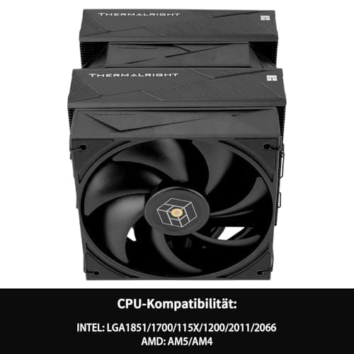 TR Royal Pretor 130 CPU-Luftkühler Schwarz, Dual Computer Tower, CPU Kühler 6 Heatpipes, Dual PWM Lüfter, AM4/AM5/Intel lga1851/1700/1150/1551/2011 RP130 BLACK Bild 6